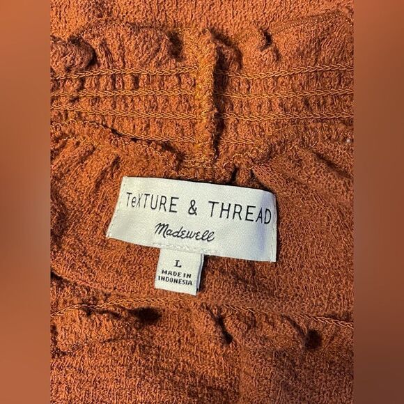 Madewell Texture & Thread Rust Color Top Smock Neckline L - Picture 5 of 6